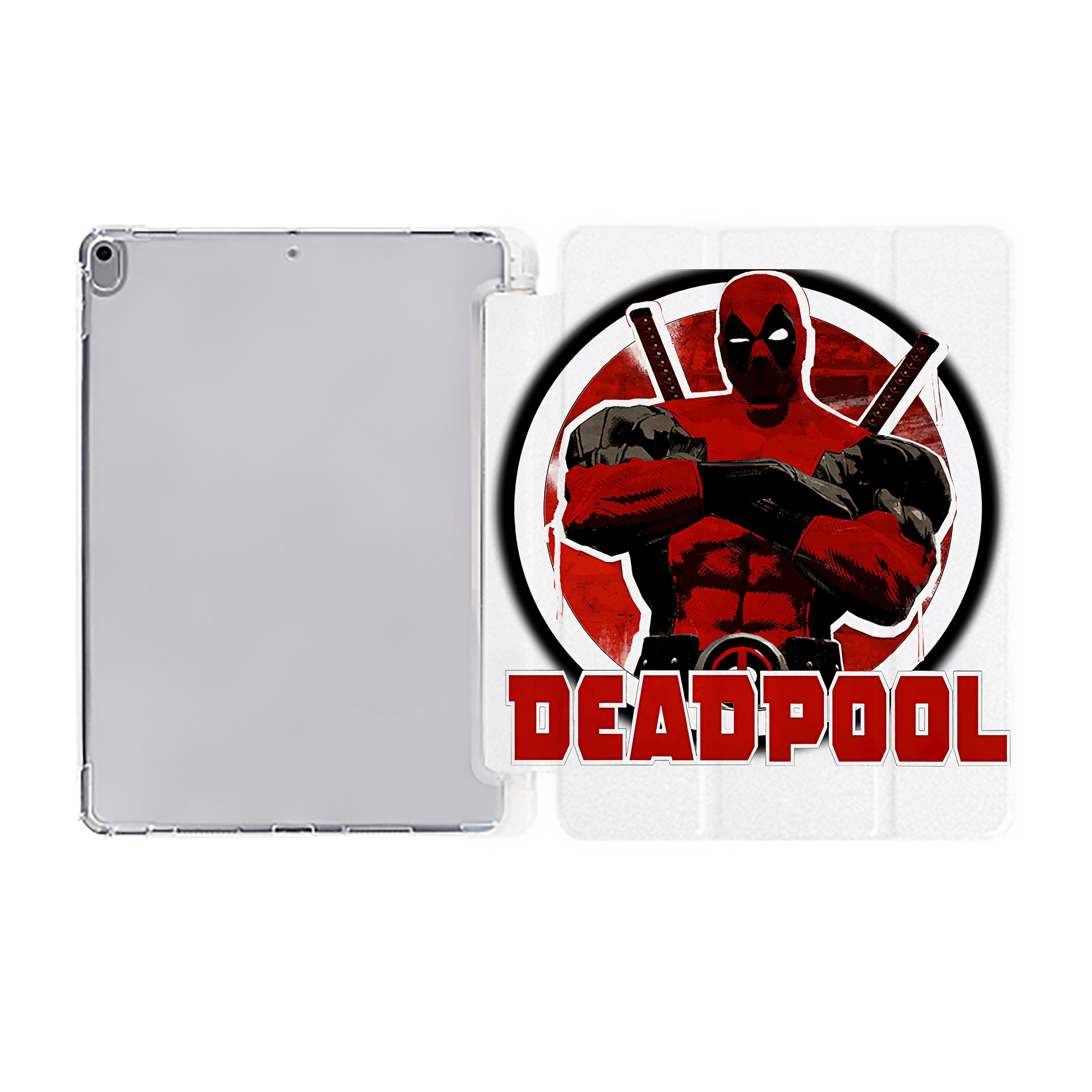 （画像用） Deadpool デッドプール IPad ケース ペン収納付き 三つ折りスタンド PUレザー×シリコン 対応機種9.5/10.5/10.9インチ